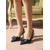 halpa Slingback-kengät-naisten tummansiniset pilkulliset slingback-korkokengät - elegantit teräväkärkiset kissankorkokengät rusetilla toimistotyöhön, arkeen ja puolivirallisiin tilaisuuksiin