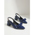 abordables zapatos de tacón con tira-Elegantes zapatos de salón de charol azul marino para mujer: elegantes tacones de punta puntiaguda con lazo. &amp;Tacón de bloque grueso para trabajo de oficina, negocios informales &amp;ropa profesional