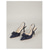 halpa Slingback-kengät-naisten tummansiniset pilkulliset slingback-korkokengät - elegantit teräväkärkiset kissankorkokengät rusetilla toimistotyöhön, arkeen ja puolivirallisiin tilaisuuksiin