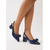abordables zapatos de tacón con tira-Elegantes zapatos de salón de charol azul marino para mujer: elegantes tacones de punta puntiaguda con lazo. &amp;Tacón de bloque grueso para trabajo de oficina, negocios informales &amp;ropa profesional