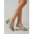 billiga Bröllopsgäst-Damsandaler med guldfärgad blockklack, eleganta slip-on-skor för bröllopsgäster i staden, eleganta metallklackar för formella tillfällen &amp;kvällsevenemang