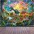 cheap Wall Tapestries-Prehistoric Dinosaur World Colorful Sunset T-Rex Brachiosaurus Stegosaurus Waterfall Tropical Jungle Wall Tapestry Wall Hanging Kids Bedroom Boys Playroom Decor Birthday Party Backdrop