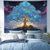 preiswerte Wandteppiche-Mystischer Lebensbaum, uralte Eiche, Vollmond, Sternenhimmel, leuchtende Wurzeln, verwunschener Wald, Fantasiekunst, Wandteppich, Schlafzimmerdekoration, Wohnzimmerwandbehang, Meditationsraumkulisse