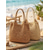 billige Reise- og feriebager-Stor vevd toteveske for kvinner, heklet materiale, tilgjengelig i off-white og khaki, romslig design, perfekt for hverdagsbruk og strandferie