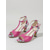 olcso Magassarkú szandálok-női elegáns rózsaszín peep toe magassarkú - kényelmes T-pántos szandál virágmintás részletekkel &amp;masszív középsarkú cipő mindennapi irodába, nyári villásreggelire &amp;félig formális események