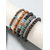economico Accessori per le vacanze-set di braccialetti di perline di legno impilabili in stile bohémien da uomo, bracciale etnico tribale multistrato con accenti turchesi, gioielli fatti a mano per le vacanze al mare e per tutti i giorni casual da uomo