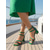cheap Heeled Sandals-Women's Elegant Green and Red Strappy Dress Sandals - Chic Square Toe Block Heels with Triple Ankle Straps for Cruise Vacations, Yacht Parties &amp; Summer Resort Wear