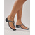 cheap Slide Sandals-Women's Chic Black Shimmer Thong Sandals - Comfortable Low Block Heel Slide Sandals with Ring Detail for Cruise Ship Dinners, Yacht Parties &amp; Summer Evening Galas