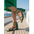 cheap Heeled Sandals-Women's Elegant Green and Red Strappy Dress Sandals - Chic Square Toe Block Heels with Triple Ankle Straps for Cruise Vacations, Yacht Parties &amp; Summer Resort Wear