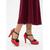 levne Retro styl 50. let-Dámské retro Mary Janes boty z 50. let - elegantní červeno-černé lodičky s T-strapcem, mašlí a platformou na vysokém podpatku pro rockabilly večírky a vintage svatby. &amp;akce klasického tance
