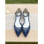 billige Mor til bruden/groom-Dame marineblå nettingbroderte flate sko med spiss tå og ankelstropp, elegante sko til brudens mor til hagebryllup, komfortable flate sko til utendørs seremoni