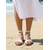 abordables Femmes-Sandales blanches bohèmes à brides pour femmes - sandales plates et confortables de plage avec détails tressés &amp;Cheville à brides croisées pour les vacances d'été, les escapades insulaires &amp;promenades