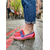 levne Dámské nazouváky a mokasíny-Dámské penny loafers v barevném bloku - Stylové námořnické růžové a červené běžné kožené flats pro každodenní kancelářskou práci casual campus wear a chic street style