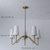 baratos Candeeiros de Lustre-Lustre clássico de 5 braços em dourado polido com cúpulas de linho branco, luminária de teto para sala de jantar, sala de estar e hall de entrada.