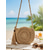 abordables Sacs de voyage pour vacances-Sac bandoulière rond bohème pour femme en paille tressée avec pompon, coloris beige et kaki, cabas d'été léger, idéal pour les vacances, les voyages et le quotidien.