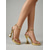 cheap Heeled Sandals-Women's Green Metallic Strappy High Heel Sandals, Trendy Stiletto Party Shoes for Nightlife, Clubbing &amp; Evening Events