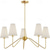 baratos Candeeiros de Lustre-Lustre clássico de 5 braços em dourado polido com cúpulas de linho branco, luminária de teto para sala de jantar, sala de estar e hall de entrada.