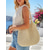 billige Reise- og feriebager-Stor vevd toteveske for kvinner, heklet materiale, tilgjengelig i off-white og khaki, romslig design, perfekt for hverdagsbruk og strandferie