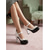 abordables Retro de los años 50-Zapatos de tacón Mary Jane clásicos de los años 50 para mujer: elegantes zapatos de salón con lazo blanco y negro y tacón de bloque para fiestas de té retro, trabajo de oficina, etc. &amp;eventos formales