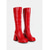 abordables Estilo Disco y Hippie de los años 70-Botas gogo rojas icónicas de los años 70 para mujer: botas de plataforma de charol brillante hasta la pantorrilla con tacón grueso para fiestas retro y bailes gogo. &amp;moda vintage