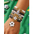 preiswerte Zubehör-Damen-Armbandset mit Sportbällen aus verschiedenen Materialien, stapelbar, in mehreren Ballformen, für Fußballspiele, Teamunterstützung, lässigen Alltagslook und Spieltags-Style