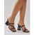 cheap Heeled Sandals-Women's Chic Black Strappy Heeled Sandals - Comfortable Square Toe Mules with Unique Triangular Block Heel for Daily Style, Casual Outings &amp; Summer Office Wear