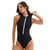 preiswerte One Pieces Rash Guards-Damen Anti UV Shirt Badeanzug Bademode Einfarbig Frontreißverschluss Spandex UV-Sonnenschutz UPF50+ Schnelltrocknend Ärmellos Bodysuit Badeanzug Surfen Strand Wassersport Sommer