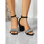 cheap Heeled Sandals-Women's Black Block Heel Sandals - Elegant Ankle Strap Heels with Sparkling Rhinestone Band for Summer Evening Parties, Luxury Resort Vacations &amp; Cocktail Events