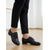 abordables Chaussures de danse-Chaussures de danse de salon noires pour hommes - talon bas, à lacets, pour la pratique professionnelle des danses latines, de la salsa et du tango &amp;chaussures de performance