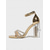 economico Sandali con tacco-tacchi alti metallizzati da donna - eleganti sandali con cinturino dorato e tacco trasparente per cocktail party