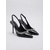 abordables escarpins à talon ouvert-Escarpins chics noirs vernis à bout pointu et bride arrière pour femme - talons aiguilles ornés de cristaux, parfaits pour le bureau et les tenues décontractées professionnelles. &amp;sorties élégantes en