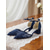 baratos Mãe da Noiva/Namorado-Sapatos de salto bloco azul-marinho para mulheres, com bordado em renda e detalhes em miçangas, elegantes sapatos para a mãe da noiva em casamentos na cidade, sapatos de salto alto com bico fino para