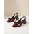 abordables zapatos de tacón con tira-Elegantes zapatos de salón de charol azul marino para mujer: elegantes tacones de punta puntiaguda con lazo. &amp;Tacón de bloque grueso para trabajo de oficina, negocios informales &amp;ropa profesional