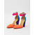 preiswerte Pumps mit Blockabsatz-Leuchtend bunte Damen-Pumps mit Blockabsatz – knallorangefarbene High Heels mit spitzer Zehenpartie und neonpinkem Knöchelriemen &amp;lila Absatz für Cocktailpartys, Clubbesuche &amp;Modeveranstaltungen