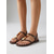 economico Sandali Piani-Sandali da donna in stile bohémien marroni con cinturini e perline effetto pietra - comode scarpe basse da spiaggia con cinturino alla caviglia per le vacanze estive e le fughe sulle isole.