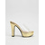 cheap Platform Sandals-Women's Gold Platform Block Heel Sandals, Clear Strap Open Toe Dress Shoes for Cocktail Party, Prom &amp; Evening Events