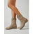 abordables Femmes-Bottines western taupe en daim pour femme - bottines cowboy classiques courtes avec broderie &amp;Talon bloc pour festivals de musique en plein air, concerts country &amp;style bohème