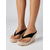 cheap Wedge Sandals-Women's Black Thong Wedge Sandals - Chic Suede-Texture Platform High Slides with Woven Espadrille Sole for Island Vacations, Tropical Beach Getaways &amp; Summer Cruise Wear