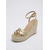 economico Sandali espadrilles-Sandali con zeppa dorati da donna - eleganti sandali espadrillas con plateau e cinturini incrociati &amp;Fibbia alla caviglia per abbigliamento da sera da resort, matrimoni in spiaggia &amp;galà estivi di