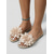 billige Sklisandaler-Romantiske blomstersandaler til dame – elegante beige sandaler i linstil med stor 3D-blomsterdekor for øyferier og sommerferier &amp;tropiske bryllupsreiser