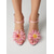 voordelige Hakken Sandalen-Roze damessandalen met bloemenprint en hoge hakken - ideaal voor diners in resorts en cocktailparty's.