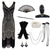 cheap Outfits-Vintage Roaring 20s 1920s Knee Length Flapper Dress Gloves Headpiece Sleeveless The Great Gatsby Charleston Sequins Tassel Fringe Fancy Dress Women's Halloween Carnival Cocktail Party Adults' Dress