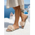billige Sklisandaler-Romantiske blomstersandaler til dame – elegante beige sandaler i linstil med stor 3D-blomsterdekor for øyferier og sommerferier &amp;tropiske bryllupsreiser