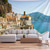 preiswerte Wandteppiche-Amalfiküste, Italien, mediterrane Küstenstadt, sonniger Strand, Meerblick, bunte Häuser, Bogenbrücke, Wandteppich für Wohnzimmer, Schlafzimmer, Studentenwohnheim, Wohnung, Heimdekoration