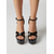 voordelige Platform Sandalen-Damessandalen met zwarte lakleren plateauhak en bandjes, stilettohakken met enkelbandjes voor een feestje in de club. &amp;gedurfde avondlooks