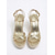 economico Sandali espadrilles-Sandali con zeppa dorati da donna - eleganti sandali espadrillas con plateau e cinturini incrociati &amp;Fibbia alla caviglia per abbigliamento da sera da resort, matrimoni in spiaggia &amp;galà estivi di