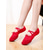 economico Scarpe da ballo allenamento-Scarpette da ballo rosse da donna, con suola divisa e cinturino elastico, ideali per danza classica, allenamento e ginnastica. &amp;prove al chiuso