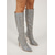 abordables Botas de moda-Botas altas de mujer con estampado de serpiente plateada, tacón de aguja con punta afilada y cremallera lateral, ideales para fiestas y discotecas. &amp;eventos nocturnos