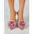 abordables Sandales à talons-Mules à talons hauts roses à fleurs pour femmes - parfaites pour les fêtes de vacances
