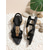 cheap Flat Sandals-Women's Black Beaded Flat Sandals - Comfortable Boho Sandals with Inlaid Gems for Beach Vacations, Outdoor Sightseeing &amp; Tropical Holiday Wear